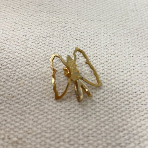 Butterfly Openwork Pendant With Diamond Chip Gold Tone Necklace Vintage - Picture 8 of 9